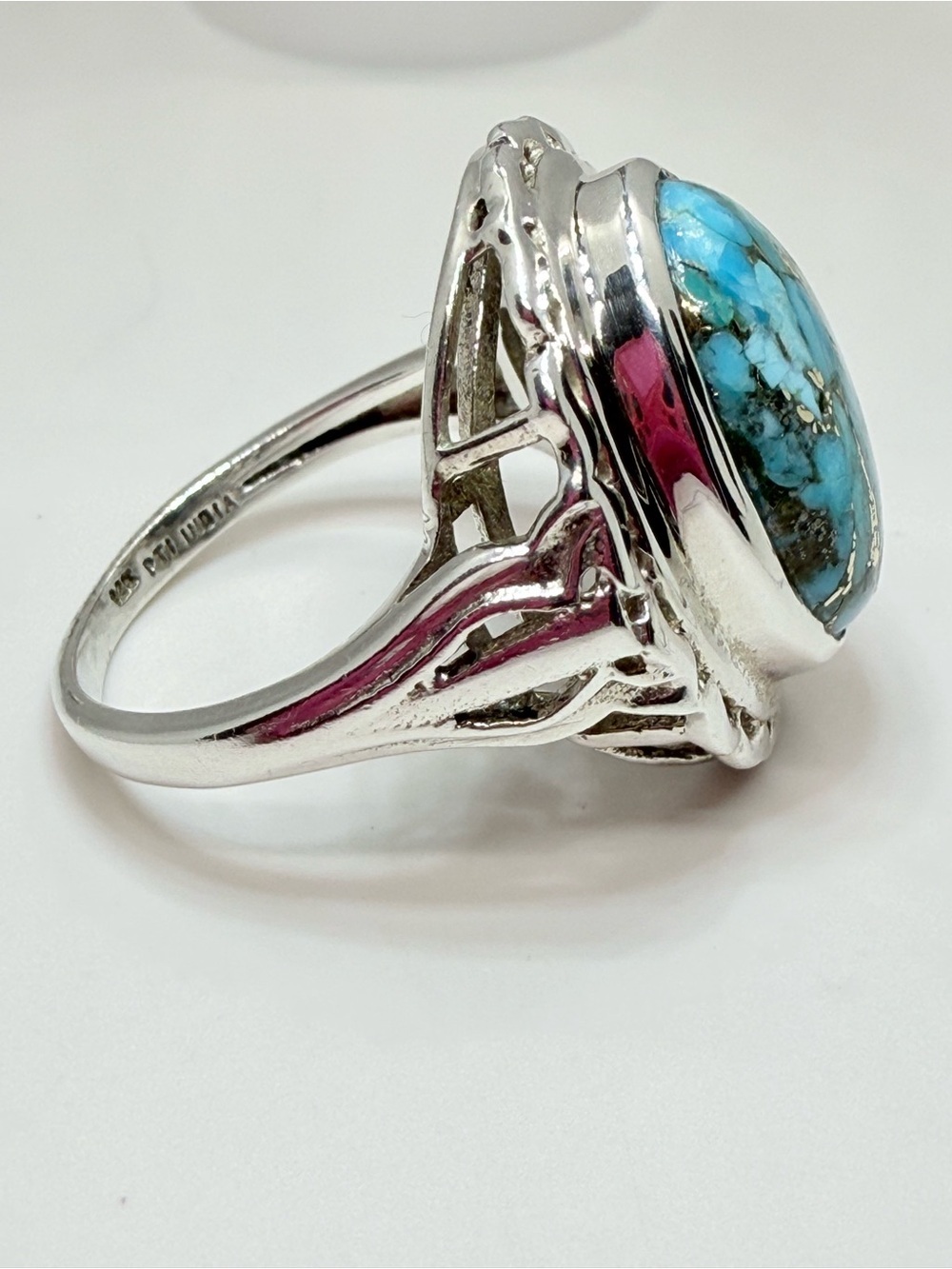 Sterling Silver Turquoise Statement Ring - Blue Turquoise - Picture 9 of 16